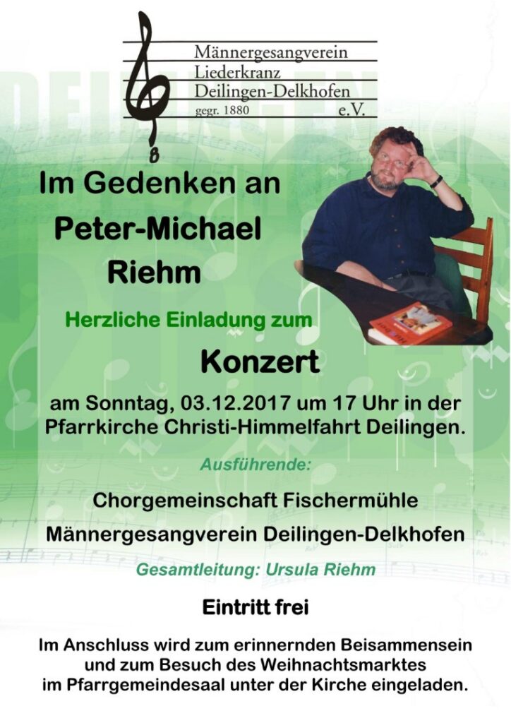 Plakat zur Veranstaltung Gedenkkonzert für Peter-Michael Riehm