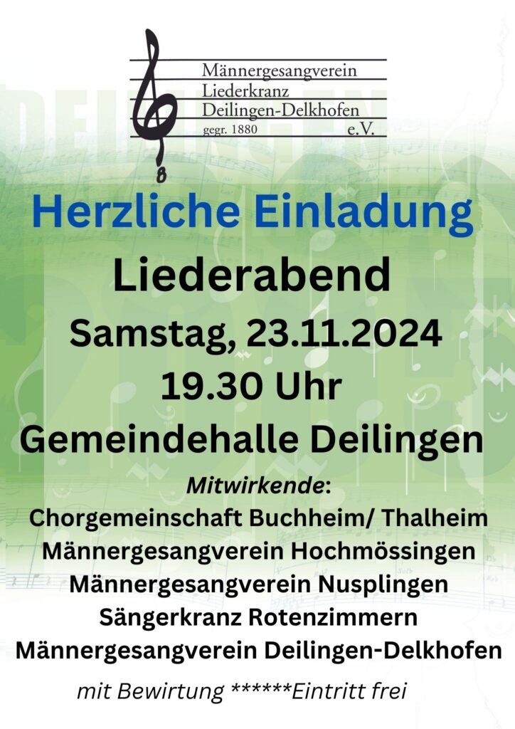 Plakat des Liederabends 2024 in Deilingen