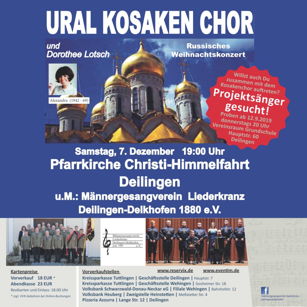 Konzertmotiv zum Gastkonzert des Ural Kosaken Chors 2019